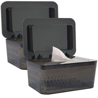 Imagem de Pacote com 2 lenços umedecidos para bebês – porta-lenços umedecidos de grande capacidade, projetado para selar, à prova de poeira, mantém os lenços umedecidos frescos