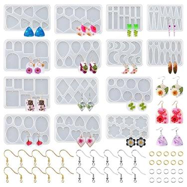 Imagem de RESIN GO 54 Pcs Epoxy Resin Jewelry Molds for Beginners, Moldes De Silicona para Resina for Earrings Pendants Necklaces Keychains Making, Variety Silicone Casting Mould with Hole for Boho Art Crafts