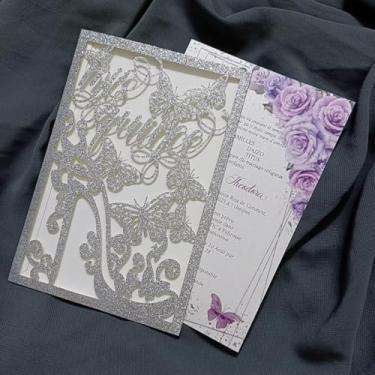 Imagem de 20 peças sapatos de cristal cartões de convite de quinze anos com folha em branco e envelope convite de quinze anos para Miss XV, SVG, DXF, PNG, 15 anos, aniversário de 16 anos, chá de noiva de noiva,