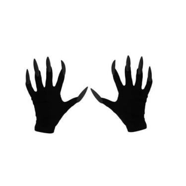 Imagem de Par de luva com unhas de bruxa preta halloween festas - MC PRESENTES