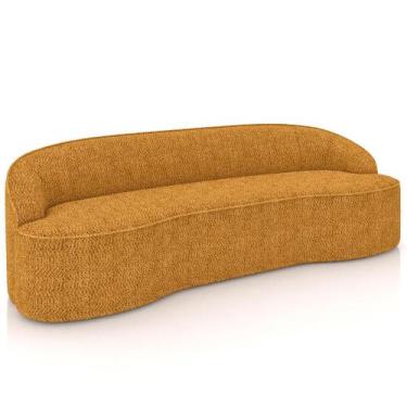 Imagem de Sofá 4 Lugares Curvo Sala de Estar Living Lótus D02 Bouclê Mostarda 28