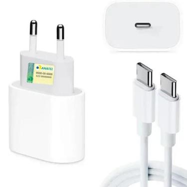 Imagem de Carregador Turbo Fonte 20w Usb-c+ Cabo Tipo-c Compatível com iphone 15
