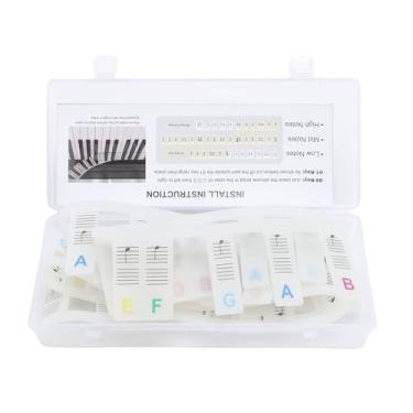Imagem de Diydeg Adesivo de Teclado de Piano Removível, Luminoso 88 Key Size de Silicone Em Tamanho Real Rótulos de Notas Vêm Com Caixa, Guia de Adesivos para Iniciantes para Iniciantes (Cor)