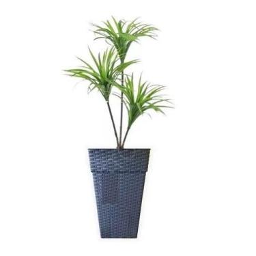 Imagem de Vaso Coluna Quadrado Rattan 17, 5L Preto Plantas Jardim - Plasmew