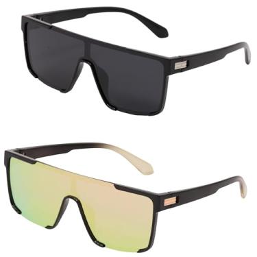 Imagem de RAVI EYEWEAR Óculos de sol polarizados para homens e mulheres, proteção UV400, design de topo plano, leve, TR90, Pacote com 2: preto + verde