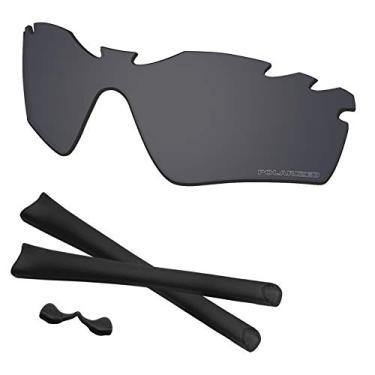 Imagem de Predrox Lentes de policarbonato Radar Path e kits de borracha de substituição para óculos de sol Oakley polarizados, Preto cromado espelhado ventilado policarbonato polarizado, 0
