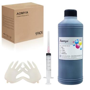 Imagem de Aomya Kit de refil de tinta preta 500 ml tinta a granel para impressoras HP jato de tinta cartucho recarregável sistema CISS CIS com seringa e luva (500 ml)