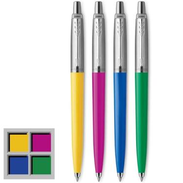 Imagem de Parker Jotter Originals Coleção de canetas esferográficas | acabamentos retrô sortidos | Ponta média | Tinta preta | 4 unidades