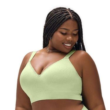 Imagem de Sutiã Comfort Plus Size Com Bojo e Renda Sem Costura Verde Primavera -