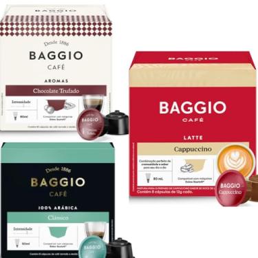 Imagem de kit Café Baggio com 28 Cápsulas de Café Compatíveis com DG Sabores Cappuccino e Chocolate Trufado e Classico