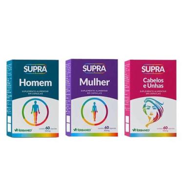 Imagem de Kit 3 Supra Homem + Supra Mulher + Supra Cabelos E Unhas. - Herbamed