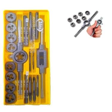Imagem de Kit conjunto tarracha 20 peças completo macho femea profissional rosca