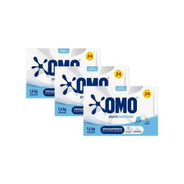 Imagem de Kit 3 Lava-Roupas em Pó Omo Puro Cuidado 1,6kg