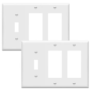 Imagem de ENERLITES Combinação de interruptor único/duplo decorador basculante placa de parede, tamanho padrão 3 interruptores de luz (11,4 cm x 16,2 cm), termoplástico de policarbonato, certificação UL, 881132