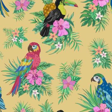 Imagem de CHIHUT Papel de parede de papagaio de 45 x 254 cm, papel de parede de folha verde para quarto, sala de estar, autoadesivo, floral, para armários, bancada, rolo de vinil decorativo à prova d'água