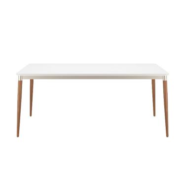 Imagem de Mesa De Jantar Retangular Com Tampo De Vidro Abbey Off White 180cm
