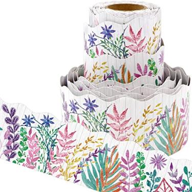 Imagem de Borda do quadro de avisos de folhas metálicas com borda tropical de dois lados para decoração de sala de aula, fornecimento de festa familiar