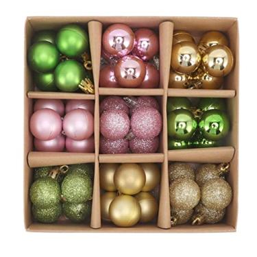 Imagem de YOUTHINK Bola de Decoração de árvores de Natal 54 PCs Decorações Leves Requintadas para Edifícios de Escritórios de Festa de Hotel Ps 3cm (Golden verde rosa)