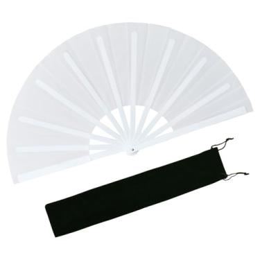 Imagem de EOSAU Ventoinha de mão com botas no chão, grande fã de rave, leques de barulho para dança de linha, ventilador dobrável dobrável para Kungfu Festival EDM Party Music (branco)