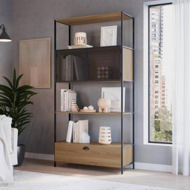 Imagem de Estante Multiuso Metalic Estilo Industrial 90cm 02 Portas Móvel na Cai