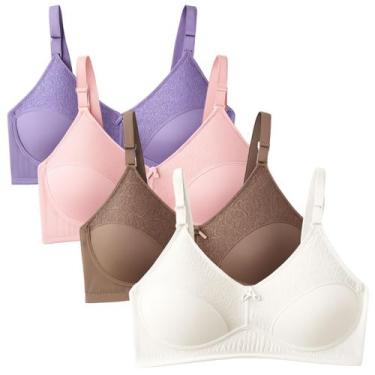 Imagem de Kit 4 Sutiã Plus Size Reforçado Soutien Em Renda E Sem Bojo Sutian 50 