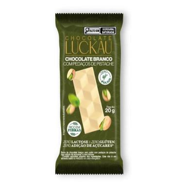 Imagem de Chocolate Luckau Chocolate Branco com Pedaços de Pistache Zero Açúcar 