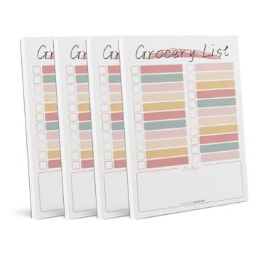 Imagem de Rainbam Magnetic Grocery List Notepad for Fridge, 4-Pack, 30 Pages Each, 4x5.5 inches, 80GSM Paper (Morandi)