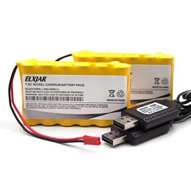 Imagem de YUTSUJO (Pacote com 2) 7,2 V 900 mAh AA Ni-CD bateria recarregável com cabo carregador USB para nova versão TR-211 TR-215 550 15 canais RC escavadeira 550 baterias (plugue JST vermelho)