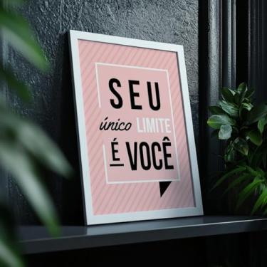 Imagem de Quadro Decorativo Seu Único Limite Com Moldura | Placa Decorativa Frase Motivacional Superação Crescimento Pessoal
