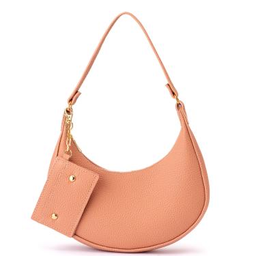Imagem de Bolsa Feminina Baguete Meia Lua Transversal de Ombro Pequena Porta Cartao Luísa Rinaldi Rosa  feminino