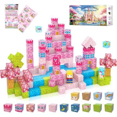 Imagem de Blocos de construção magnéticos WSHIMIN Princess Castle 200 unidades