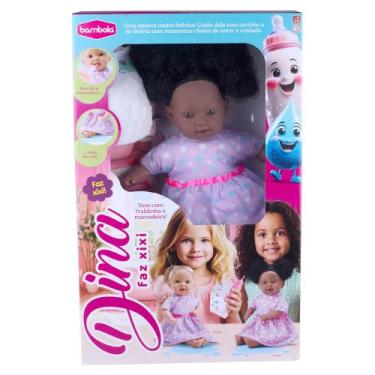 Imagem de Boneca Bambola Dina Negra Faz Xixi na Fralda, Unica