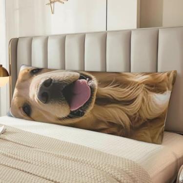 Imagem de Capa de travesseiro de corpo de cachorro fofo microfibra ultramacia fronha longa respirável e sedosa com zíper decorativo roupa de cama fronha corporal para adultos, 51 x 137 cm