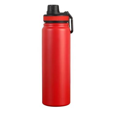 Imagem de Garrafa Térmica 800ml de Inox, Parede Dupla, Isolamento a Vácuo, Bico Antivazamento, Com Alça, Mantém Quente e Gelado (Vermelho)