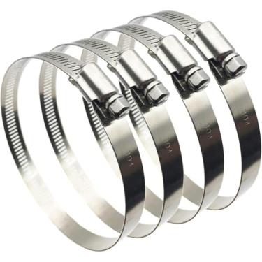 Imagem de Pacote com 25 braçadeiras de mangueira resistentes de 100-120 mm, braçadeiras de engrenagem helicoidal MISPIRE de aço inoxidável 304 braçadeiras de tubo estilo alemão para linha de injeção de