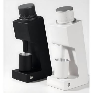 Imagem de Moedor de café elétrico compacto com acessório para pó de prensagem, núcleo hexagonal, motor de 100 W, controle de moagem contínuo, ângulo de 76,5° para zero resíduos, funil/copo magnético, fácil