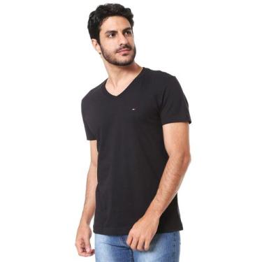 Imagem de Camiseta Tommy Hilfiger Masculina Essential V-Neck Preta, S/P