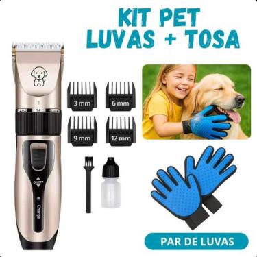 Imagem de KIT Máquina de tosa PET com alicate + de Luvas Tira Pêlos silencioso -