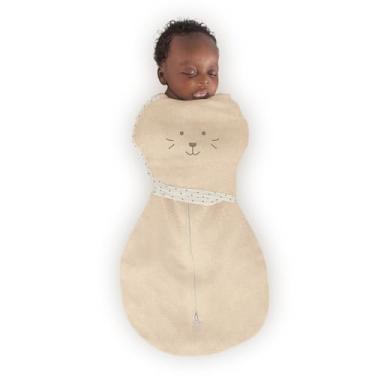 Imagem de SwaddleDesigns Bolsa Omni de 6 vias para recém-nascido, mais opções para acalmar o reflexo, melhora o sono, sono de transição fácil, 3 meses, 5,4 a 8,2 kg, aveia mesclada, rosto de animal fofo