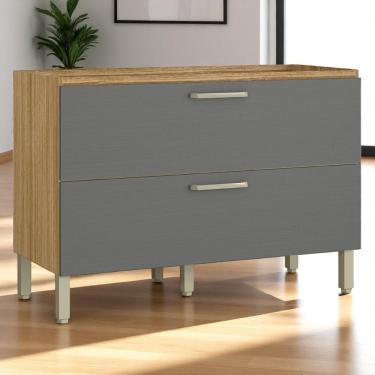 Imagem de Balcão 1 Basculante C/ Gaveteiro 120 Cm Ametista Freijó Gris