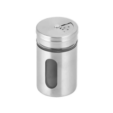 Imagem de Porta Condimentos Saleiro Pimenteiro Inox com Visor