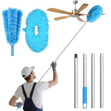 Imagem de Eunice Espanador de ventilador de teto de 33 a 120 cm com haste de extensão, 4 garras e cabeças redondas, lâmina de limpeza de ventilador ajustável e removível para teto alto, móveis de porta de