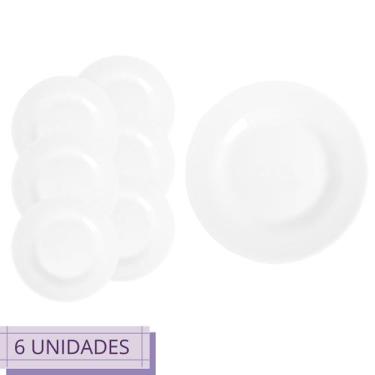 Imagem de Jogo 6 Pratos Brancos Menu Raso 24cm Restaurante Almoço - no brand