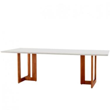 Imagem de Mesa para Sala de Jantar Patros 220cm Madeira com Vidro Moderna Mobília