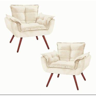 Imagem de Kit 2 poltronas para sala confortavel Opala. In-9 Decor. - Bege