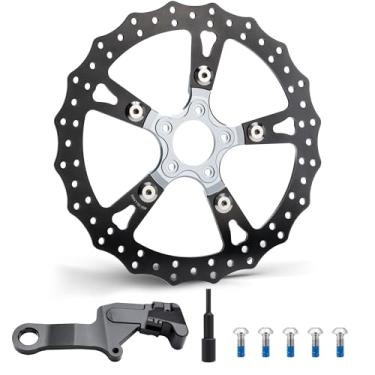 Imagem de MoKitDora Disco de freio traseiro de 33 cm para Harley 2018-2024 Low Rider FXST FXDR 114 Street Fat Bob Boy Classic Sport Glide Breakout FXBRS Deluxe FXBB Revestimento de zinco preto, cromado