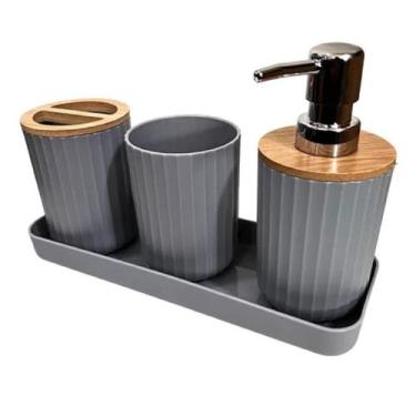 Imagem de Kit Banheiro Porta Escova Dispenser Sabonete Cotonet Organiz - Clink