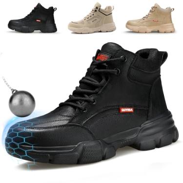Imagem de Dumsiyin Botas De Trabalho Impermeáveis Para Homens, Calçados Confortáveis Com Biqueira Aço, Leves, Segurança, Indestrutíveis, Macios, Construção, Armazém, Preto