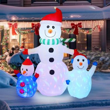 Imagem de Boneco de neve inflável de Natal Hourleey de 6 pés com luzes LED