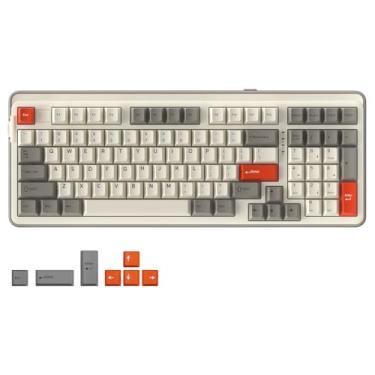 Imagem de DAREU Teclado mecânico sem fio EK98pro, teclado cremoso para jogos BT/2,4 GHz/USB-C com teclado numérico, interruptores lineares pré-lubrificados, estrutura de junta, personalizado, retroiluminação